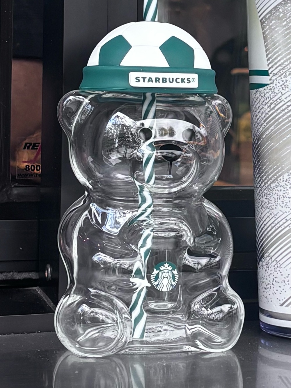 Starbucks Clear Bear Cup with Green and White Accents (FIFA 2026 edition)